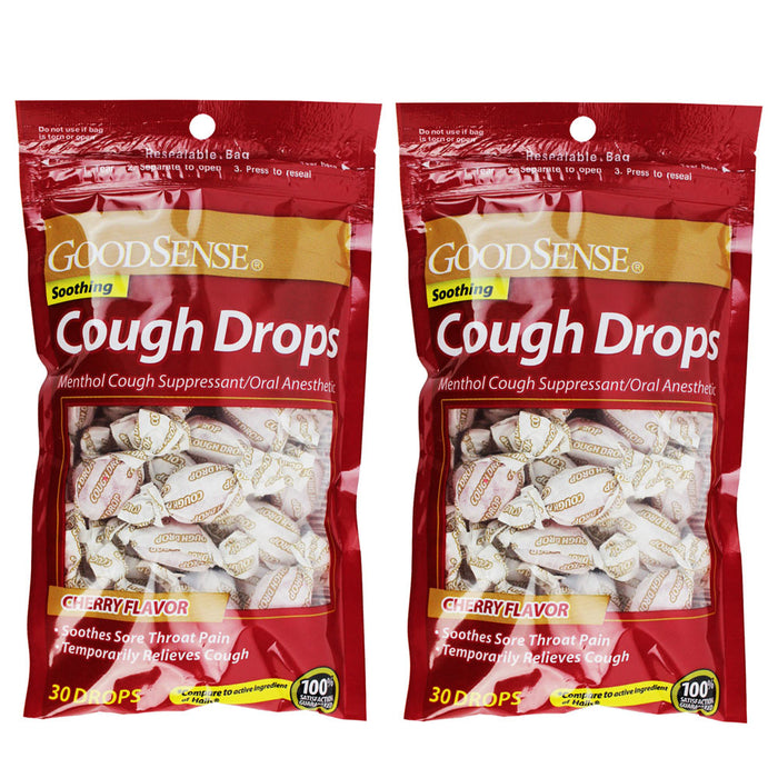 60Ct Cough Drops Menthol Cherry Flavor Cough Suppressant Sore Throat Pain Relief