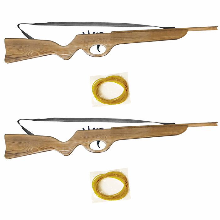 2 Pc Wooden Rubber Band Gun Toy Shotgun 26"L Shooter Cowboy Classic Vintage Gift