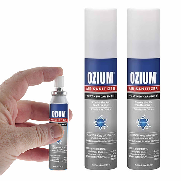 2 Pc Ozium Air Sanitizer New Car Scent Odor Eliminator Portable Freshener 0.08oz