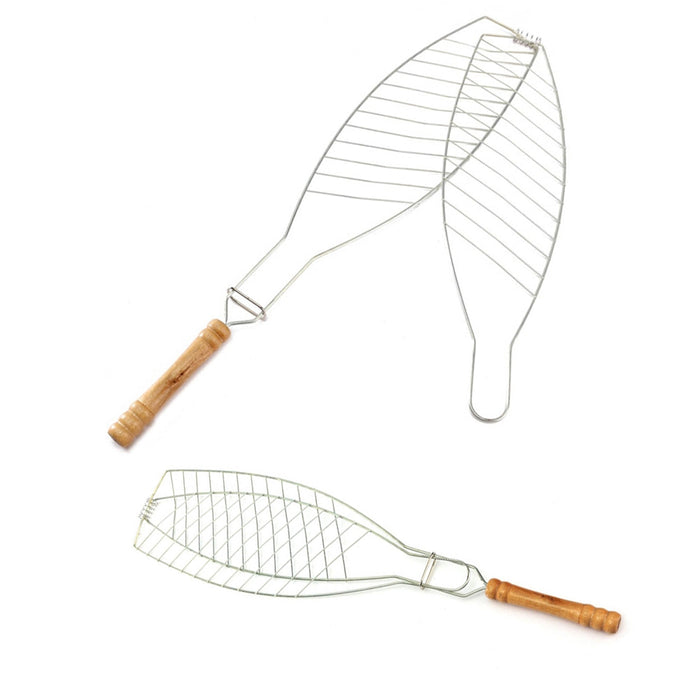 2PC Portable Grill BBQ Barbecue Basket For Fish Steak Meat Vegetable Heavy Duty