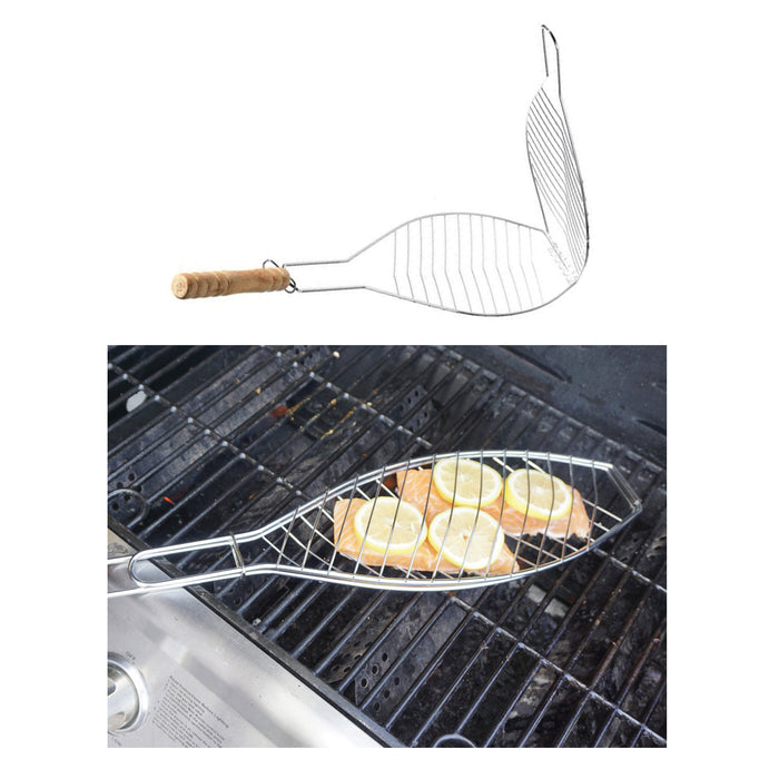 2PC Portable Grill BBQ Barbecue Basket For Fish Steak Meat Vegetable Heavy Duty