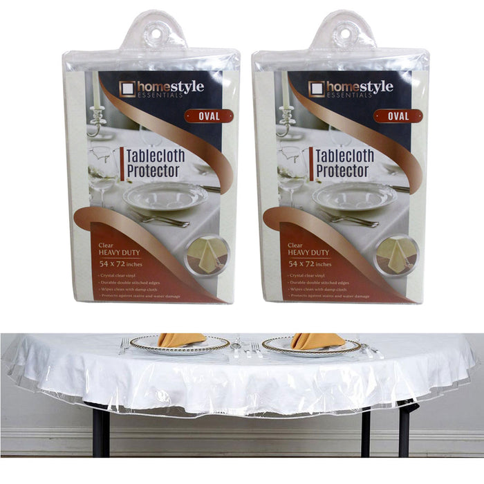2 Crystal Clear Vinyl Tablecloth Protector Heavy Oval Plastic Table Cover 54X72