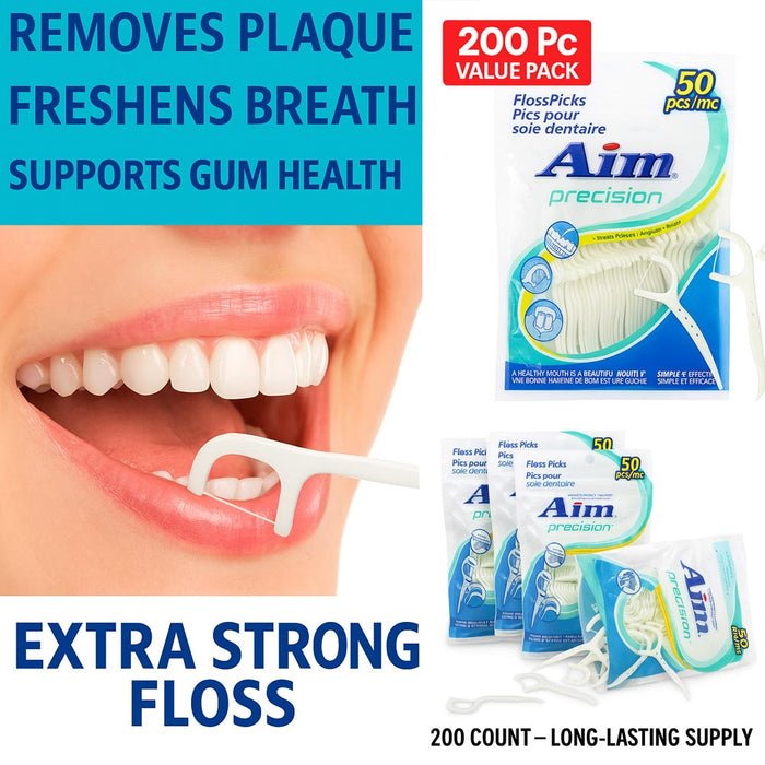 200Pc Dental Floss Picks Bulk Strong Disposable Oral Care Toothpicks Daily Clean