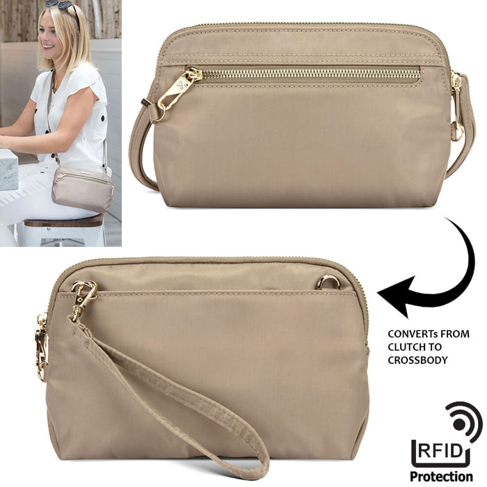 Travelon Womens RFID Blocking Wallet Purse Wristlet Convertible Crossbody Clutch