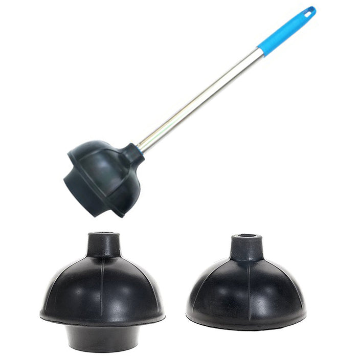 2 Heavy Duty Toilet Plunger 21" Stainless Handle Double Layer Rubber Flange Pump