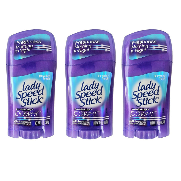 Lot Of 3 Lady Speed Stick Antiperspirant Deodorant Powder Fresh 1.4 Oz New !