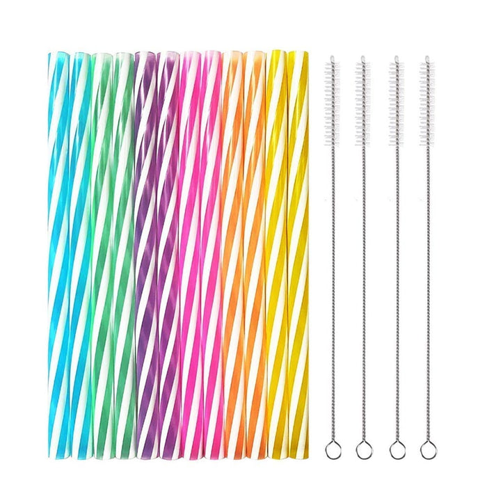 100Ct Drinking Stirrer Straws 9" Cleaning Brush Reusable Hard Plastic Party Kids