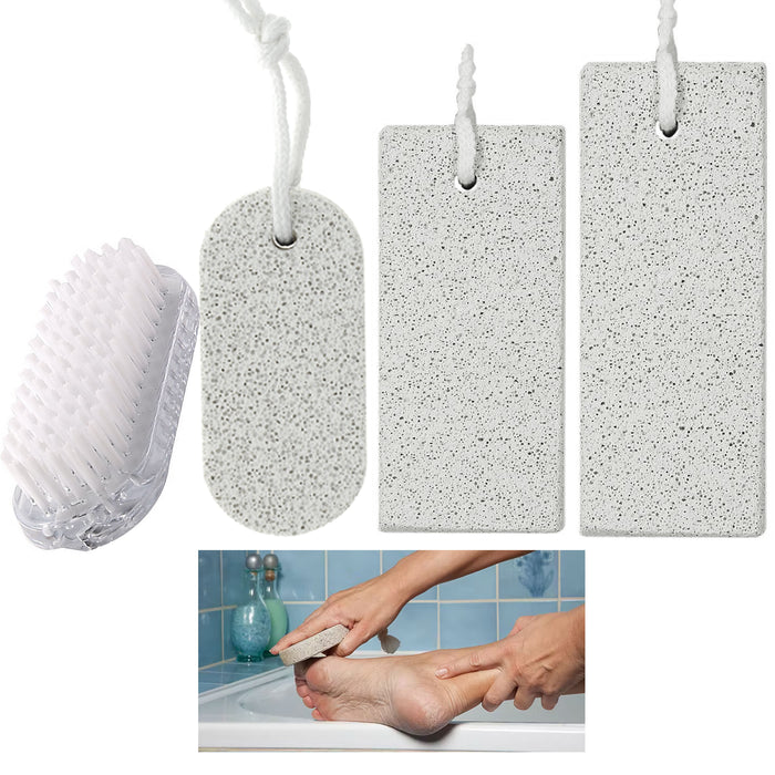 3 Pumice Stone 1 Brush Foot Care Scrubber Dead Hard Skin Callus Remover Pedicure