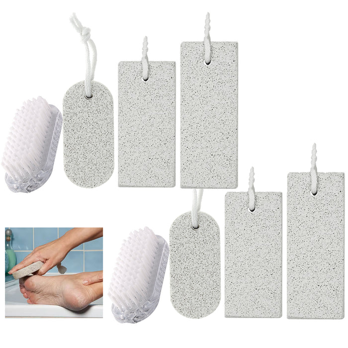 6 Pumice Stone 2 Brushes Pedicure Foot Scrubber Dead Hard Skin Callus Remover