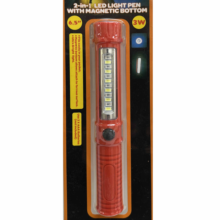 2 Pen Lights Magnetic Base COB LED Flashlight 3W Work Ultra Bright Lighting 6.5"