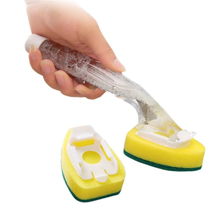 2PK Soap Dispensing Brush Kitchen Dish Cleaning Pot Scrubber Refill Sponge 10.5"