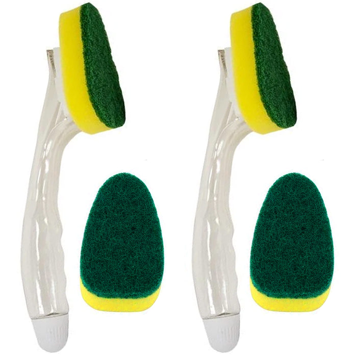 2PK Soap Dispensing Brush Kitchen Dish Cleaning Pot Scrubber Refill Sponge 10.5"