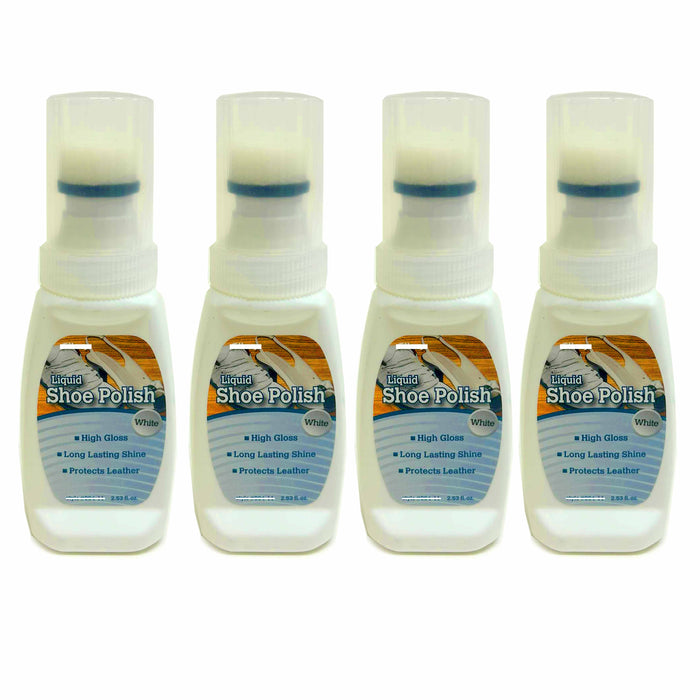 4 Pc White Shoe Polish Liquid High Gloss Quick Shine Long Lasting Leather Boots