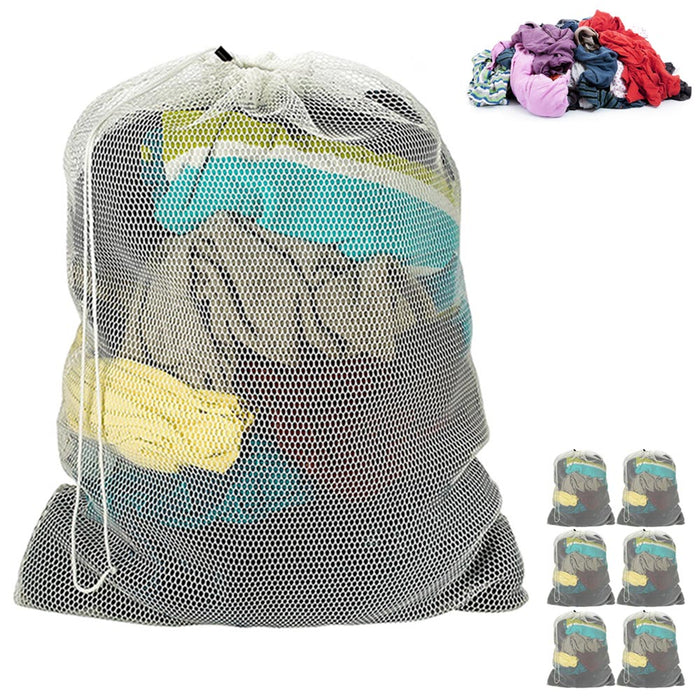6 PCS Large Mesh Laundry Bag Storage Wash Delicate Clothes Underwear Bra Coats