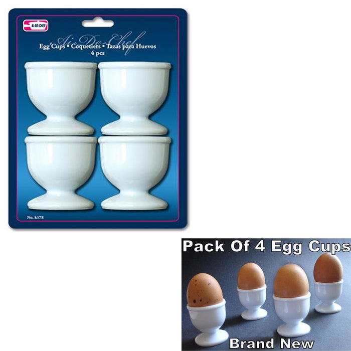 Egg Cups Set 4 PC Poached Hard Boiled Breakfast White Save Kitchen Hot Food