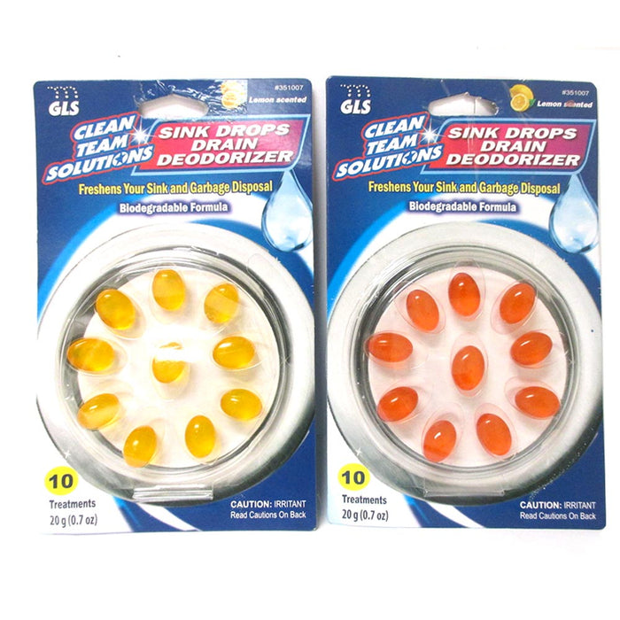 20 Sink Drops Drain Deodorizer Lemon Scent Deordorizing Garbage Disposal Kitchen