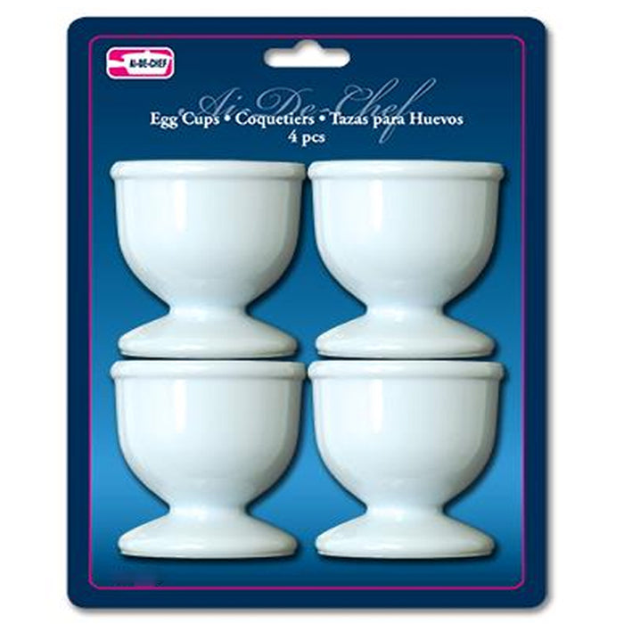 Egg Cups Set 4 PC Poached Hard Boiled Breakfast White Save Kitchen Hot Food New