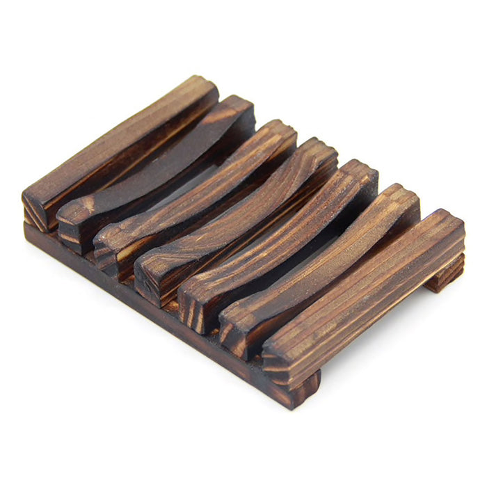 2 Pc Natural Wooden Soap Bar Dish Tray Holder Bath Storage Rack Plate Box Travel