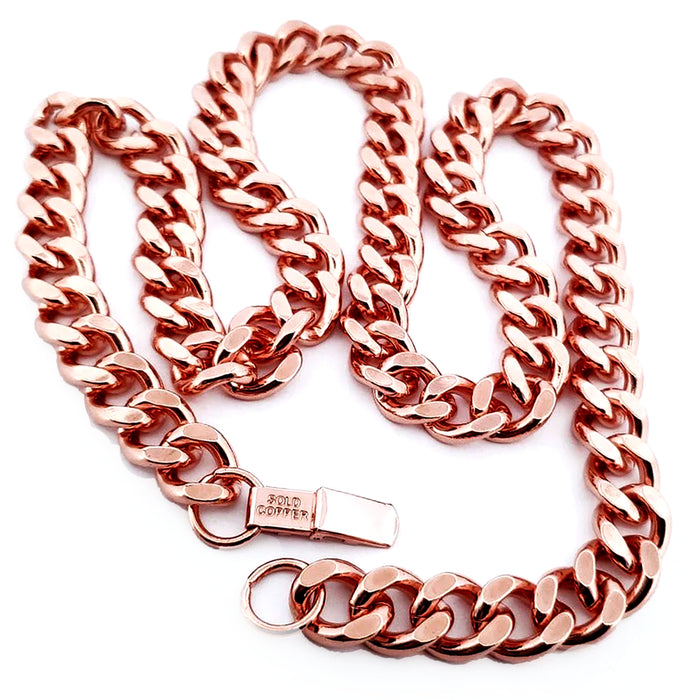 1 Pure Copper Cuban Link Necklace Heavy Solid Statement Jewelry Chain 24" Unisex