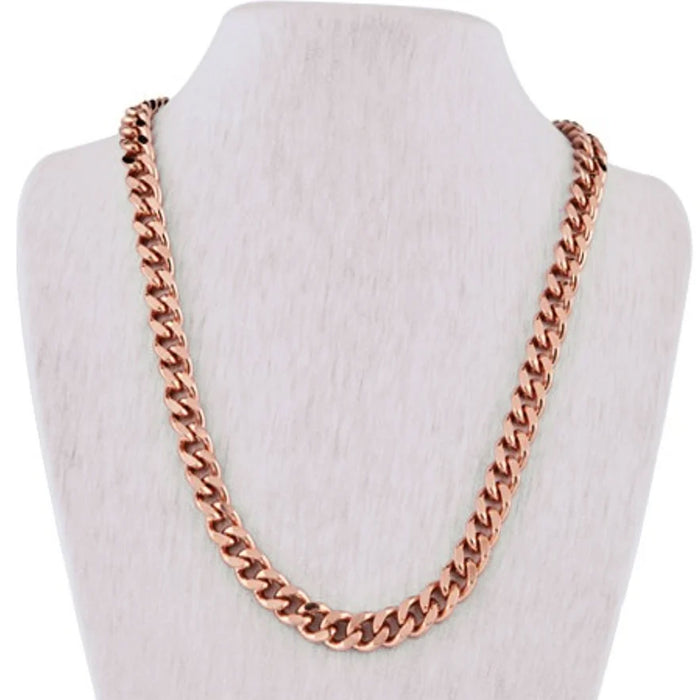 2 Pc Pure Solid Copper Cuban Chain Necklace Curb Link Rider Arthritis Unisex 24"