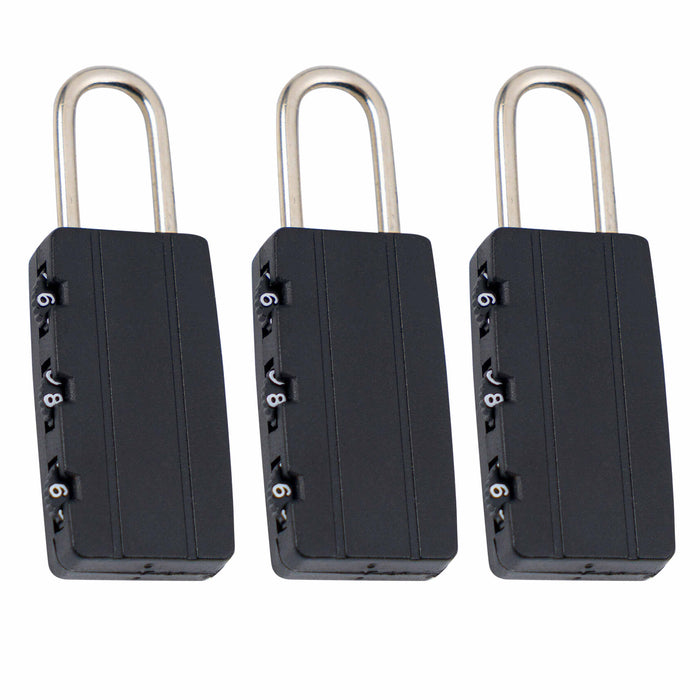 3 Pk Three Digit Combination Padlock Lock Heavy Duty Security
