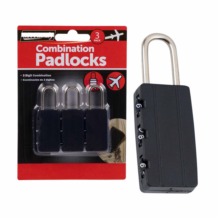 3 Pk Three Digit Combination Padlock Lock Heavy Duty Security Outdoor Gym Locker