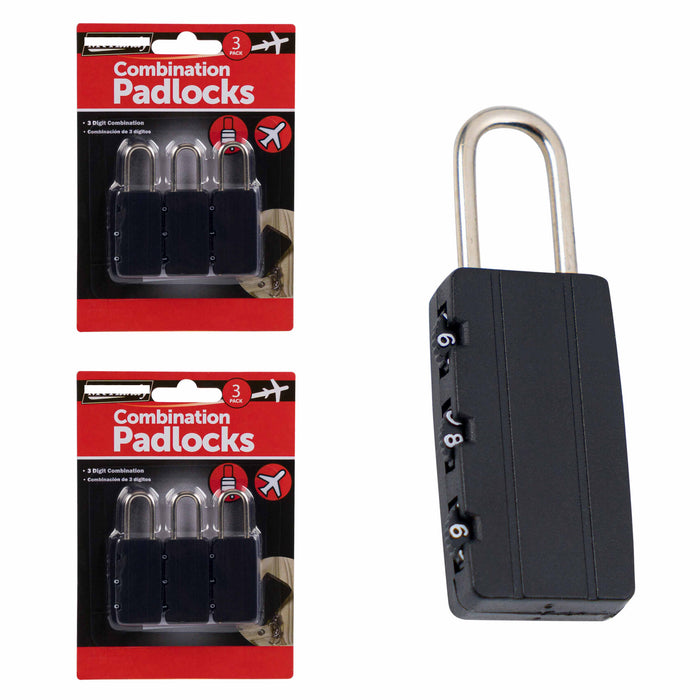 6 Pk Combination Lock Three Digit Padlock Heavy Duty Home Security Locker Gym