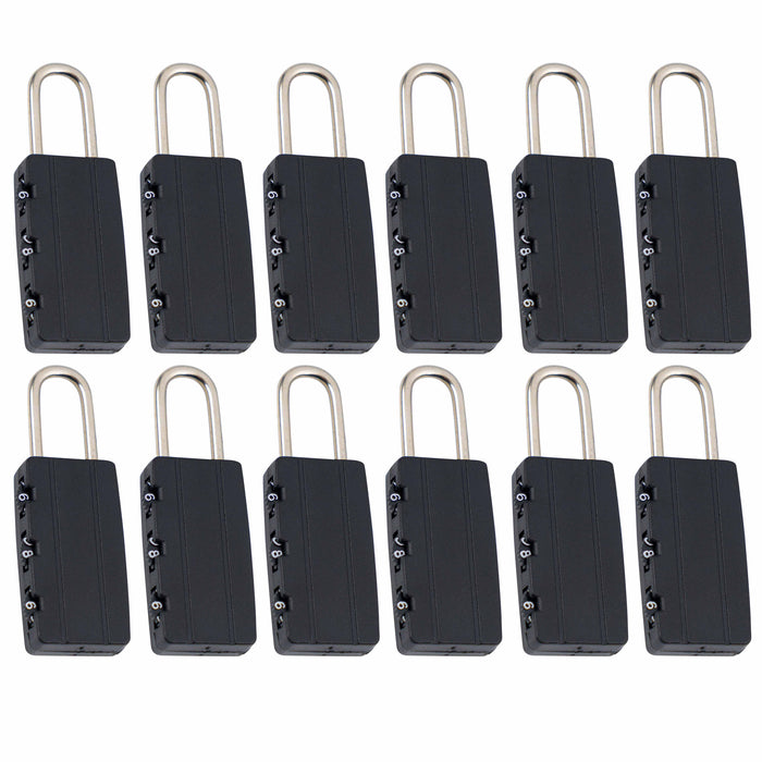 12 Pk Heavy Duty Combination Lock 3 Digit Padlock Long Shackle Security Locker