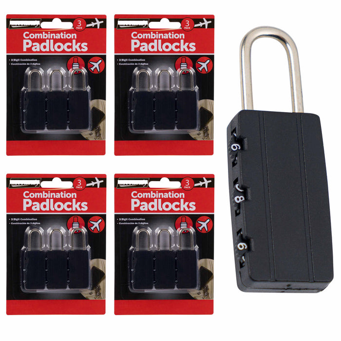 12 Pk Heavy Duty Combination Lock 3 Digit Padlock Long Shackle Security Locker