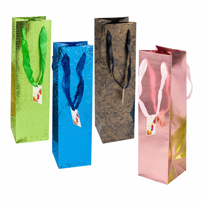 4 Pc Wine Gift Bags Holiday Birthday Imitation Leather Bottle Spirits Wrapping