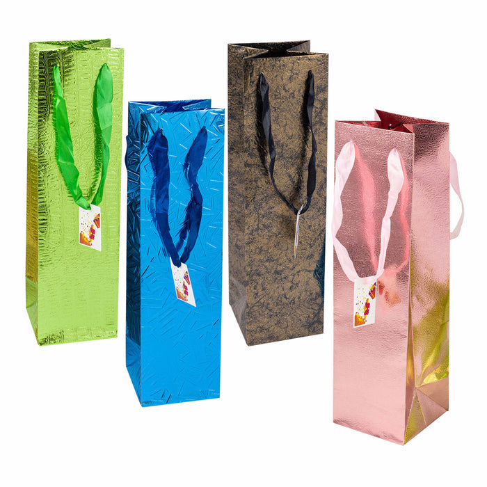 24 Pc Wine Gift Bags Champagne Bottle Tote Birthday Holiday Elegant Faux Leather