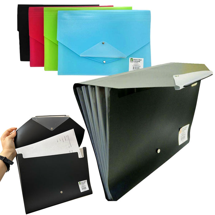 3 Pc File Folders 13" Expandable 5 Pocket Letter Paper Organizer School Office