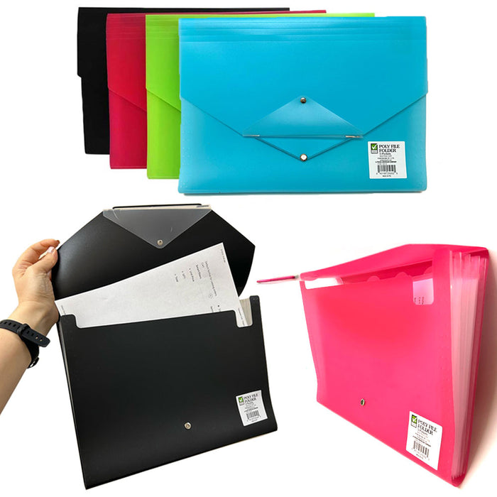 6 Pc Expanding Organizer File Folder 5 Pocket Letter Paper School Office 9.5X13"