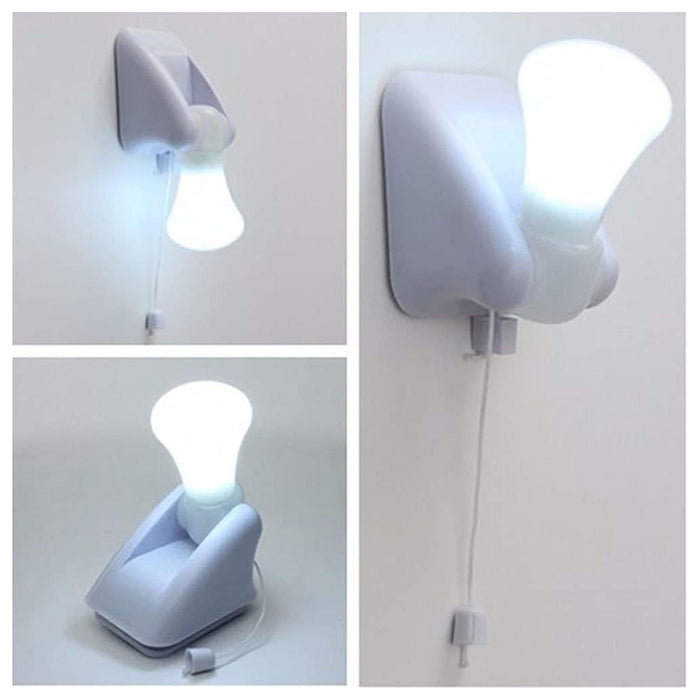 2 Pc Mini Pull Lamp Light Bulbs LED Stick On Battery Powered Bulb Portable Mount