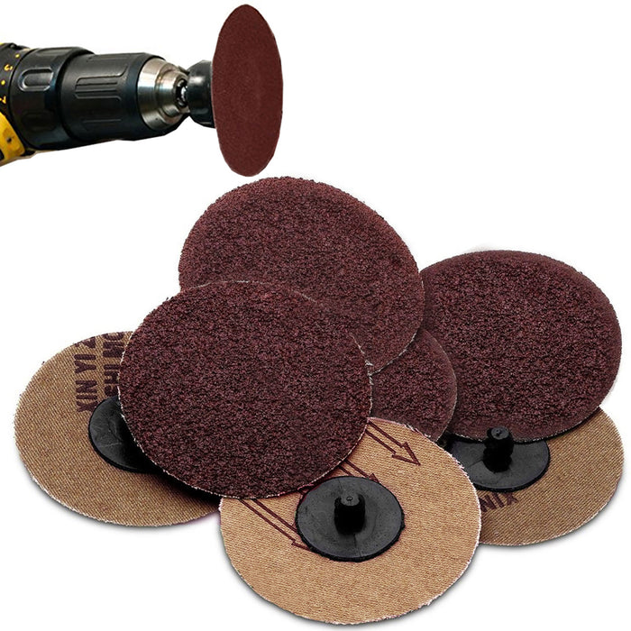 50 Pc 3" Sanding Disc 24 Grit Surface Roll Lock Pads Grinding Conditioning