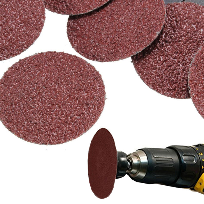 50 Pc 3" Sanding Disc 24 Grit Surface Roll Lock Pads Grinding Conditioning