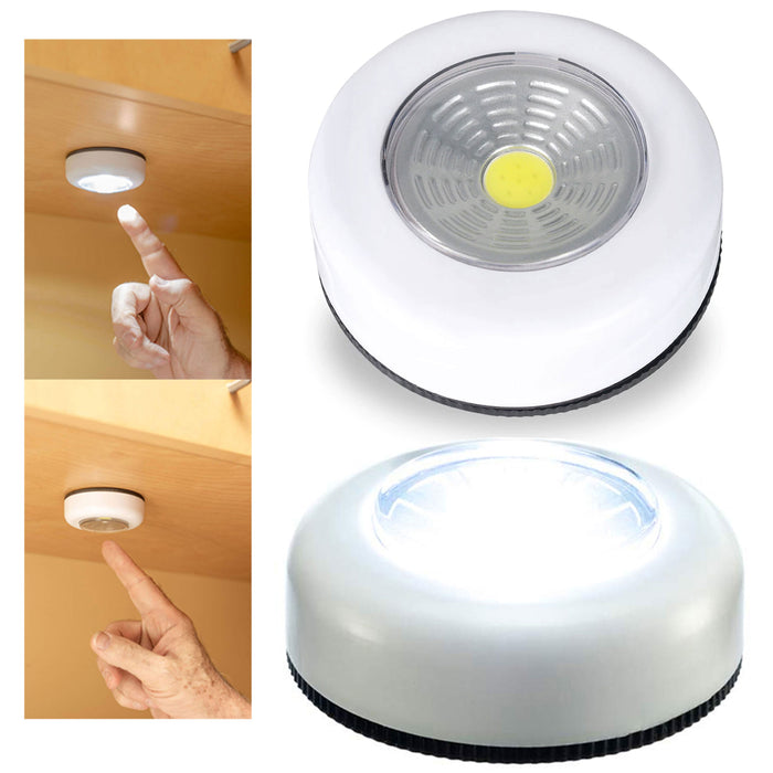 1 COB LED Night Light Tap Push Closet Cabinet Wall Wireless Battery Operated NEW