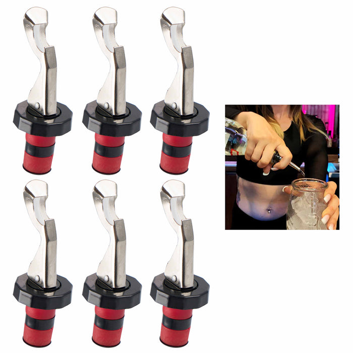 6 Pc Bottle Stoppers Liquor Spirit Wine Cork Plastic Olive Oil Cap Keep Closed
