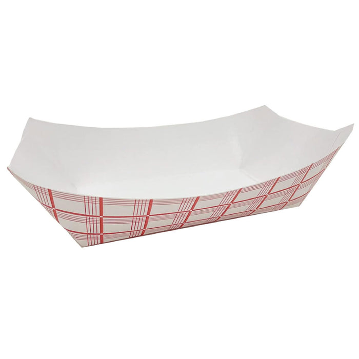 250 Ct Paper Food Tray Disposable Boat Plate Red Checkered Basket Containers