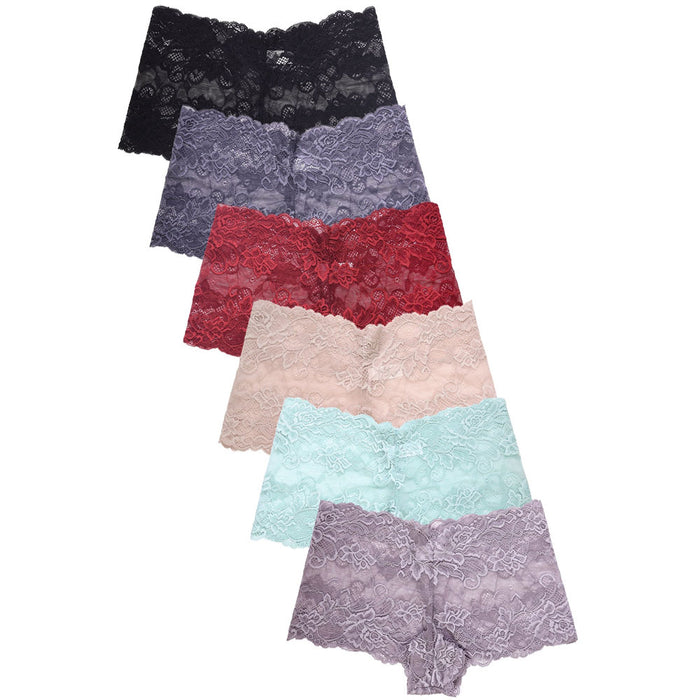 12 Pc Womens Lace Boyshort Panties Hipster Sexy Underwear Briefs Stretch XLarge