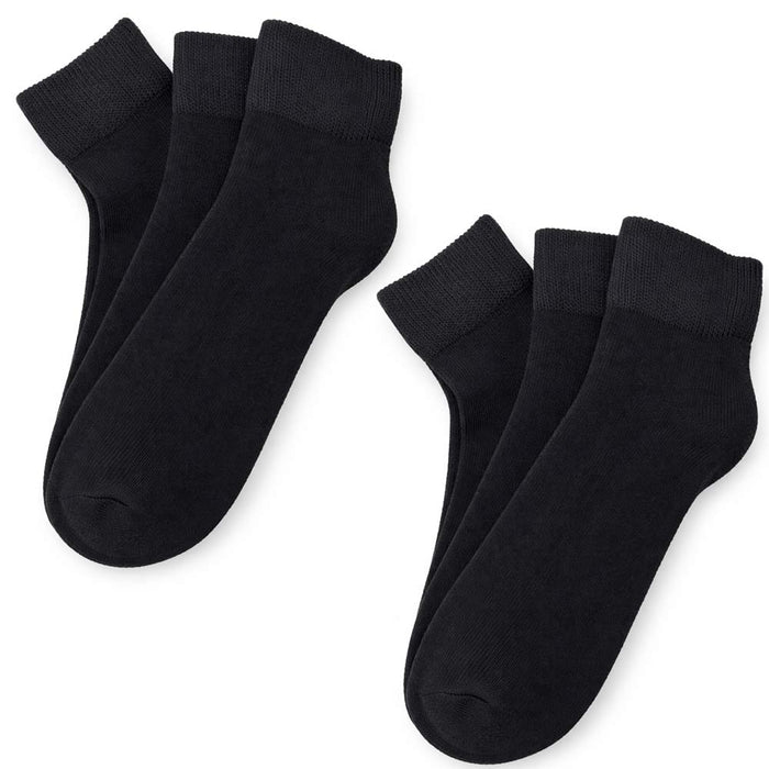 6 Pair Diabetic Ankle Circulatory Socks Health Support Men Loose Fit Black 10-13