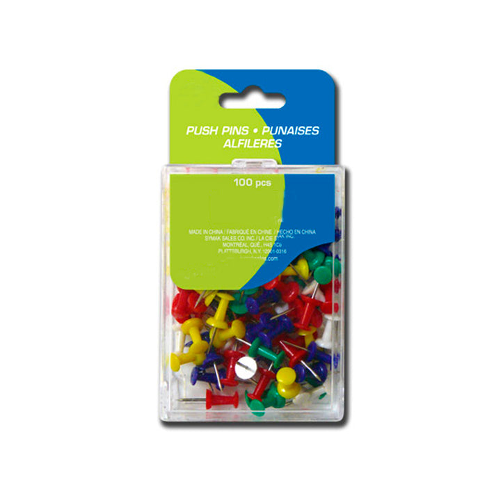 100 Pcs Push Pin Thumb Tack Multi Color 3/8" Drawing Cork Board Office Pushpin