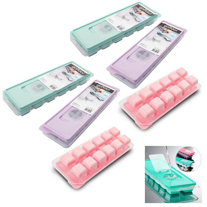 Ice Cube Trays 6pk Silicone Removable Lid Easy-Release Flexible 12-cube Tray BPA