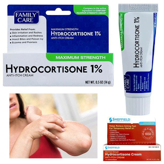2 Hydrocortisone Cream Anti-Itch Skin Rash Itchiness Maximum Relief Insect Bites