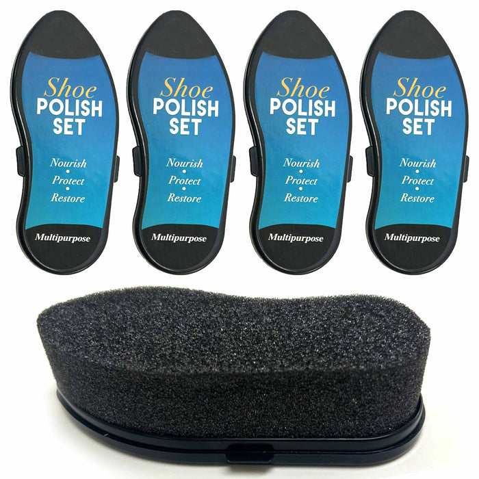 4 PC Shoe Polish Shine Sponge Cleaning Protector Leather Care Boots All Colors !