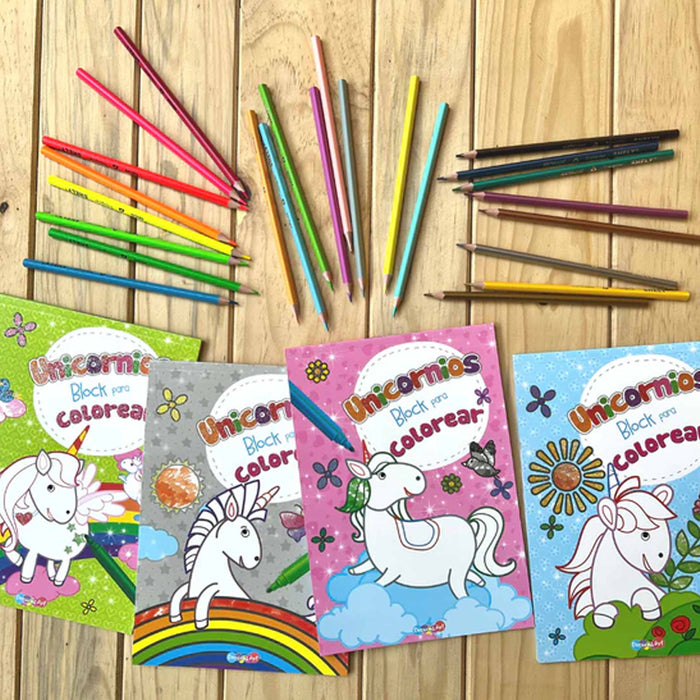 4 Pack Coloring Books Unicorn Designs Unicornios Block Para Colorear Kids Fun