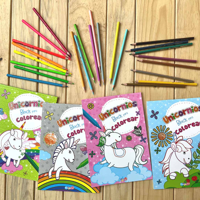 2 Pack Unicorn Coloring Books Unicornios Block Para Colorear Kids Activity Fun