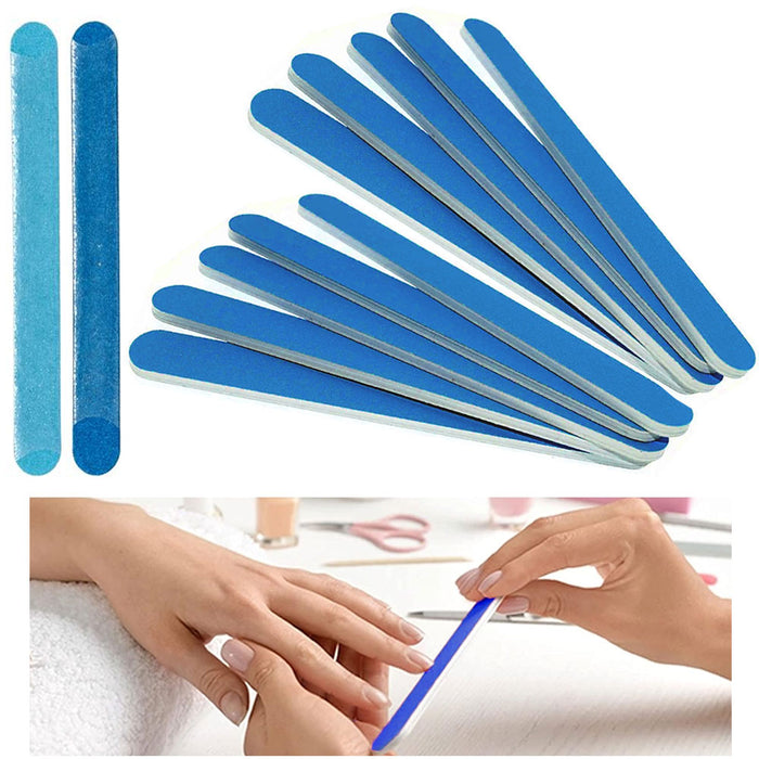 10 Pc Nail File Dual Sided Professional Emery Boards Lasting Grit Salon Manicure