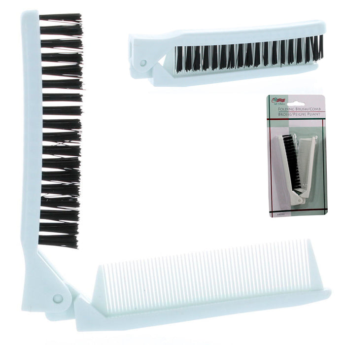 2 Folding Hair Compact Travel Brush Comb Pocket Size Car Purse Bag Styling Salon