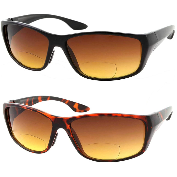 Vision Bifocal Reading Sunglasses Amber Lens UV400 Men Women Reader Glasses 2.00